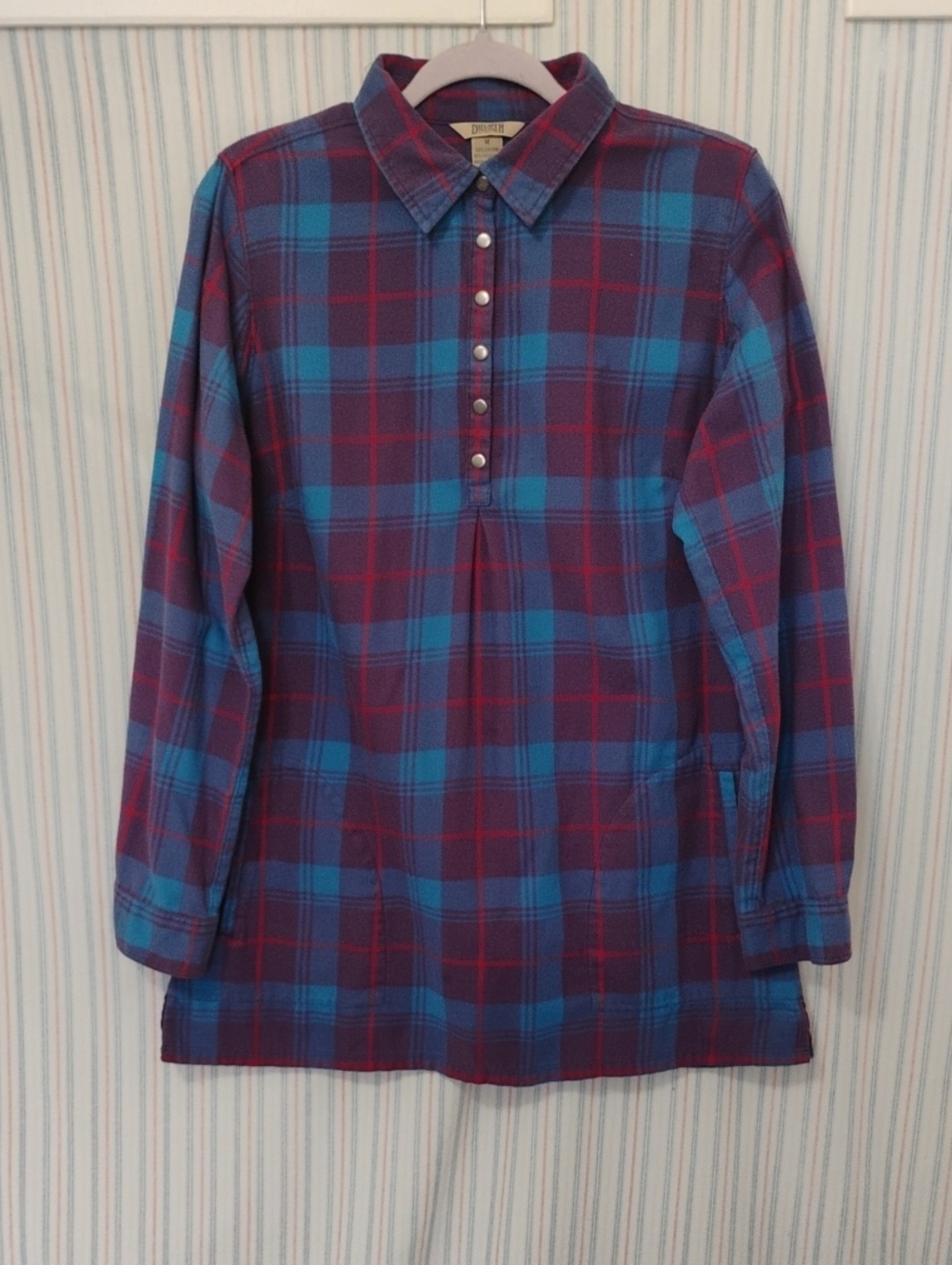 Duluth Trading Tartan Plaid Swing Tunic With Pockets M